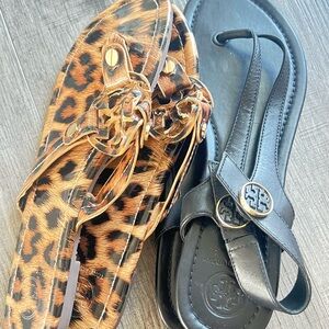 Tory Burch Leopard and Black Sandals